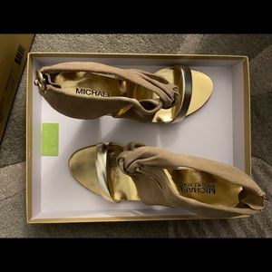 Michael Kors Suede Metallic Sandals